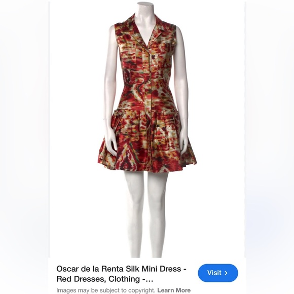 Oscar de la Renta Silk Mini Dress |Multicolor Sleeveless | 4 - Picture 8 of 8